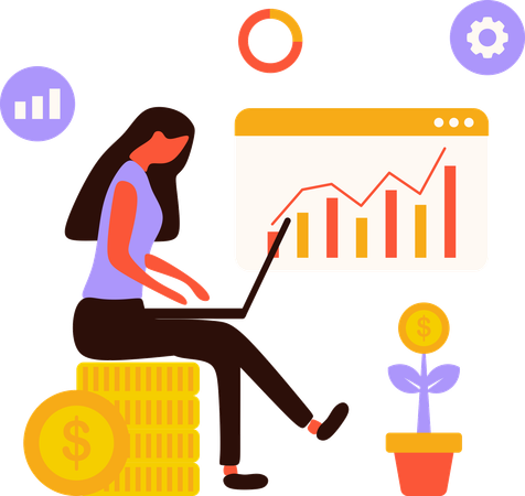 Woman doing stock trading  Illustration