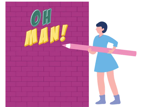 거리 예술을 하는 여성  일러스트레이션