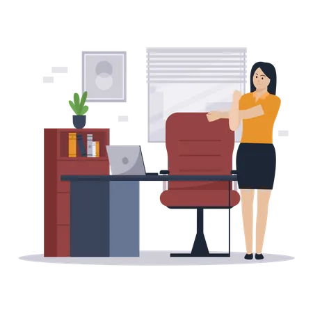 Woman doing stretches office  Illustration