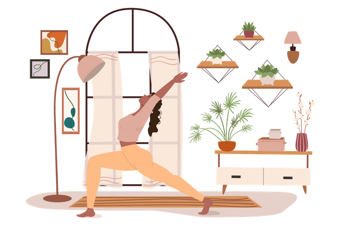 Woman Doing Stretching  Illustration
