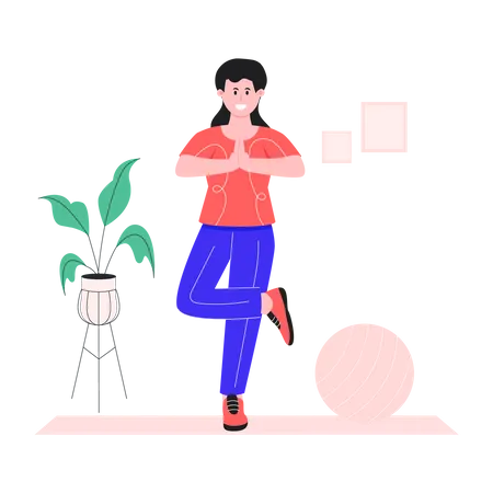Woman doing stretching  イラスト