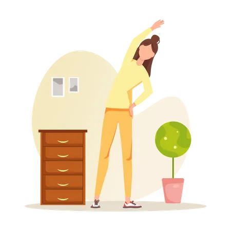 Woman doing stretching at home  Illustration