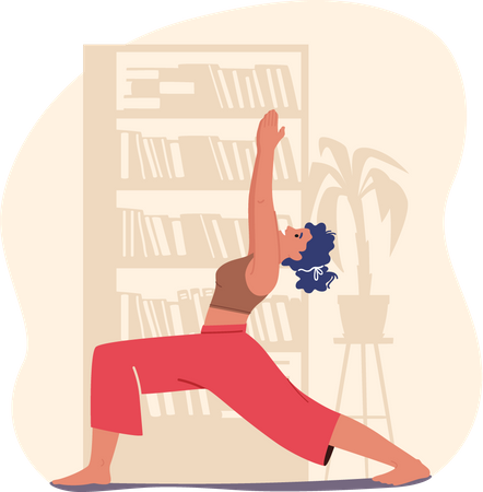 Woman Doing Stretching at Home  Illustration