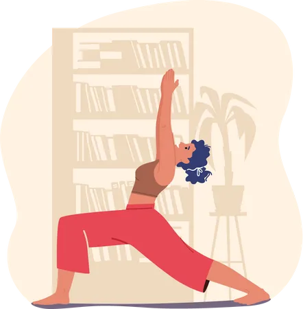 Woman Doing Stretching at Home  Illustration