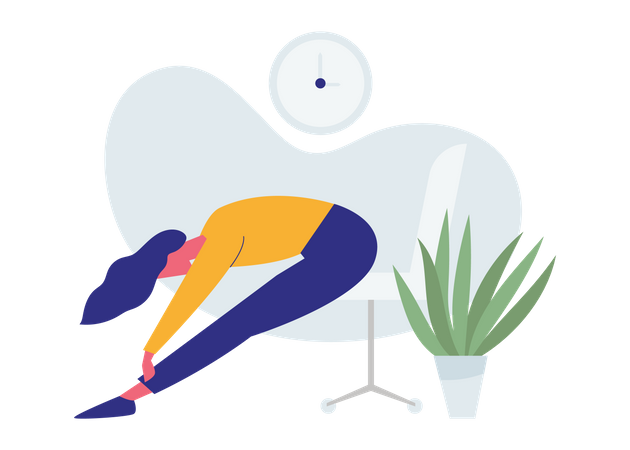 Woman Doing Stretching At office Workplace Illustration