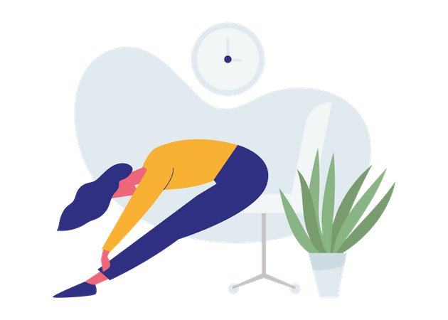 Woman Doing Stretching At office Workplace  Illustration