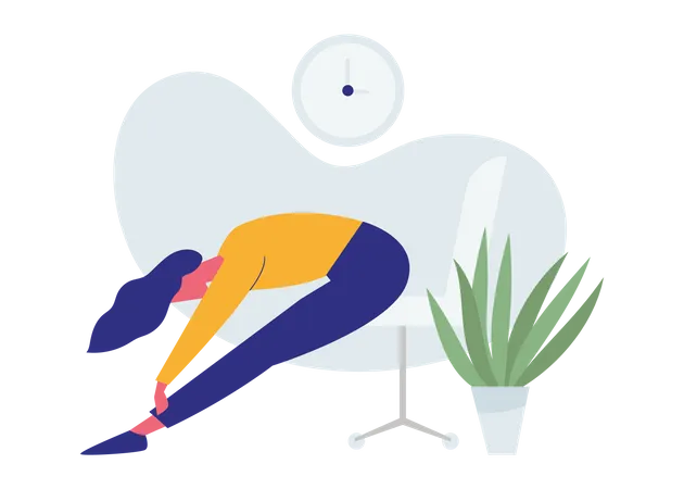 Woman Doing Stretching At office Workplace  Illustration