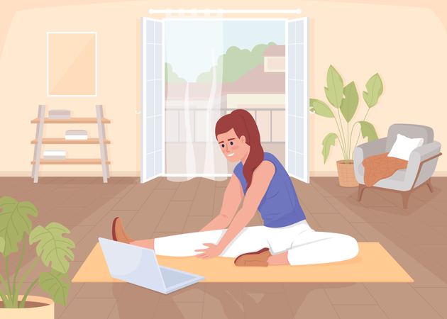 Woman doing stretching exercise  Illustration