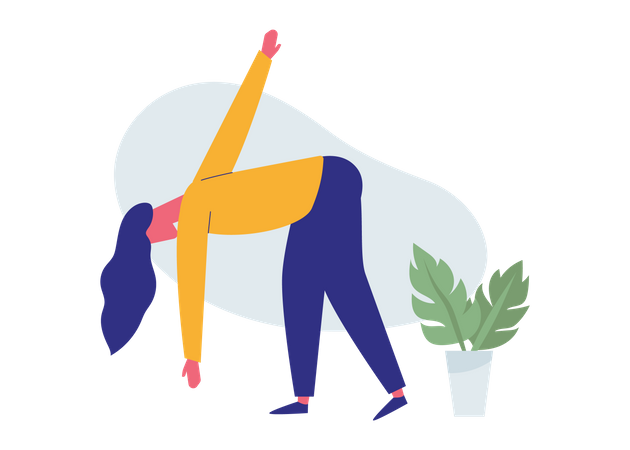 Woman Doing Stretching Exercise At Workplace  Illustration