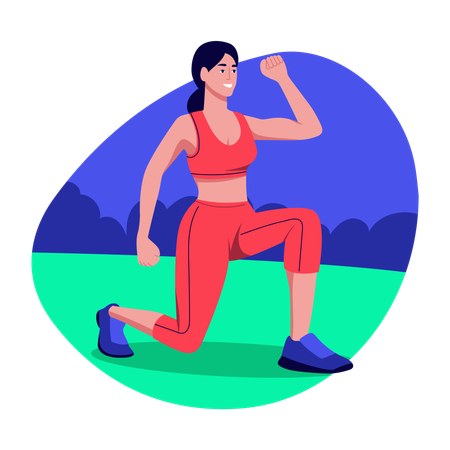 Woman doing stretching in park  Illustration
