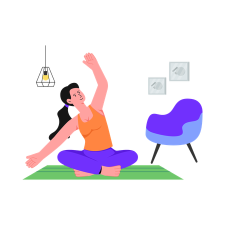 Woman Doing Stretching Sideward  Illustration