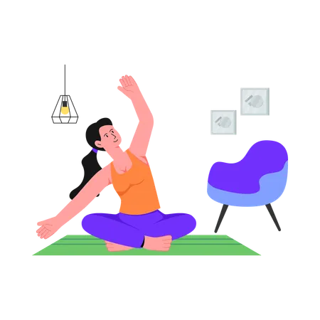 Woman Doing Stretching Sideward  Illustration