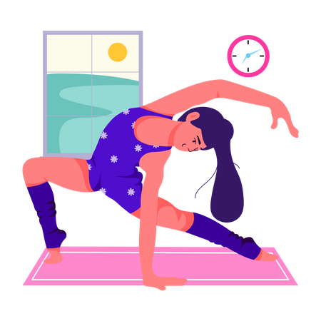 Woman doing Stretching Yoga  Illustration