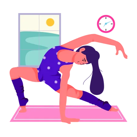 Woman doing Stretching Yoga  Illustration