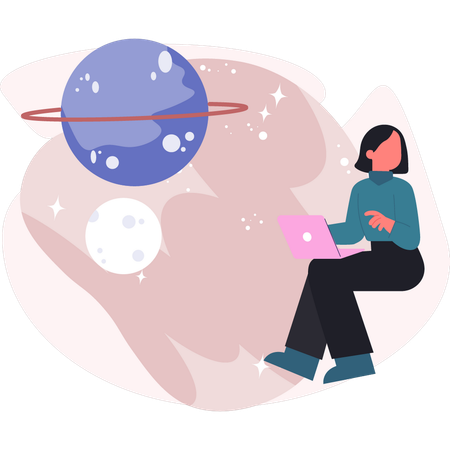 Woman doing study for planet  Illustration