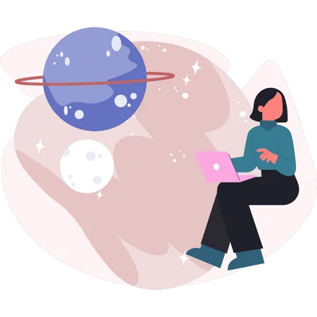 Woman doing study for planet  Illustration