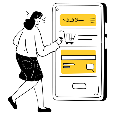 Woman Doing Subscription Payment via App  Illustration