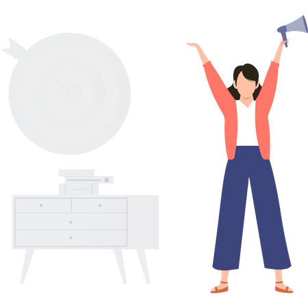 Woman doing success announcement  Illustration