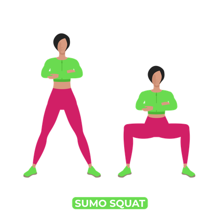 Woman Doing Sumo Squat  Illustration