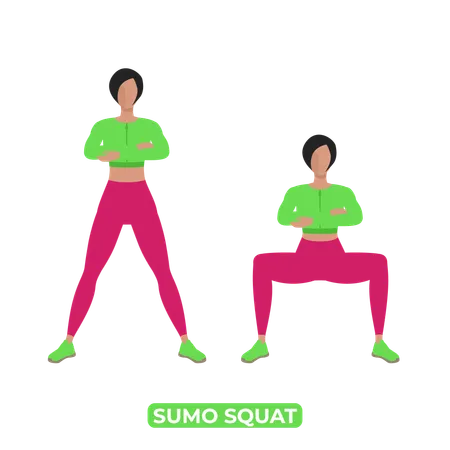 Woman Doing Sumo Squat  Illustration