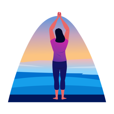 Woman doing sun salutation  Illustration