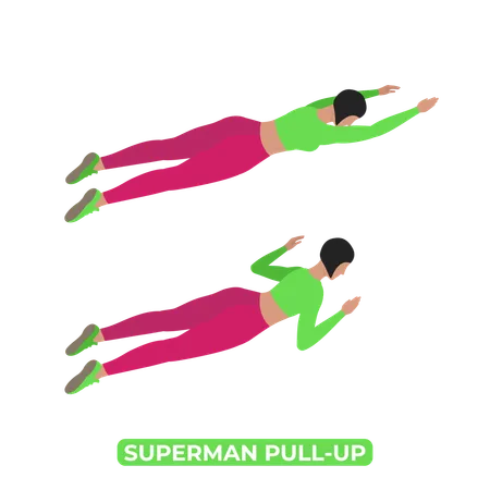 Woman Doing Superman Pull Up  Illustration