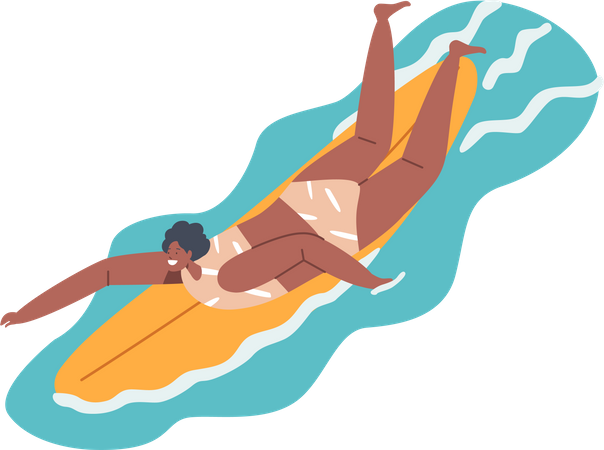 Woman doing surfing activity Illustration