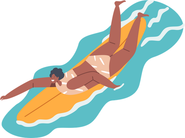 Woman doing surfing activity  Illustration