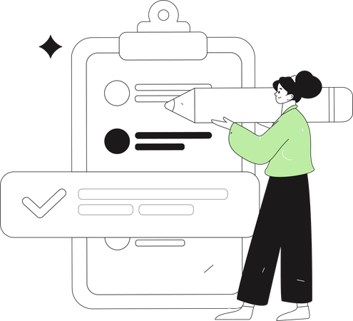 Woman Doing Survey Assessment  Illustration
