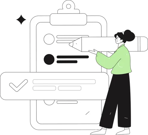 Woman Doing Survey Assessment  Illustration