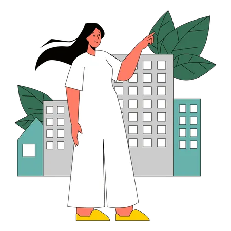 지속 가능한 삶을 사는 여성  일러스트레이션