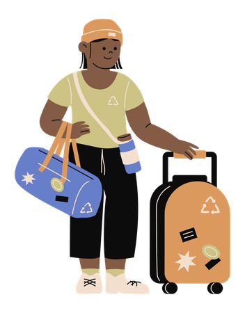 Woman doing Sustainable Travel  Illustration