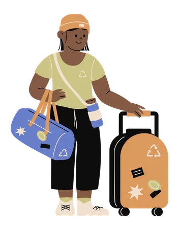 Woman doing Sustainable Travel  Illustration