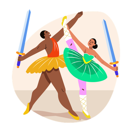 Woman doing Sword dance  Illustration