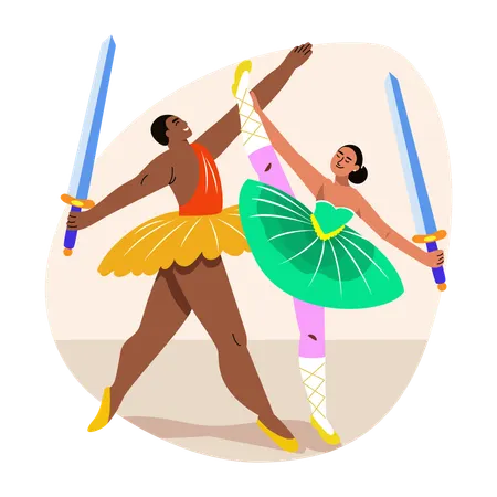 Woman doing Sword dance  Illustration