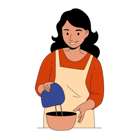 Woman doing syrup mixing  Illustration