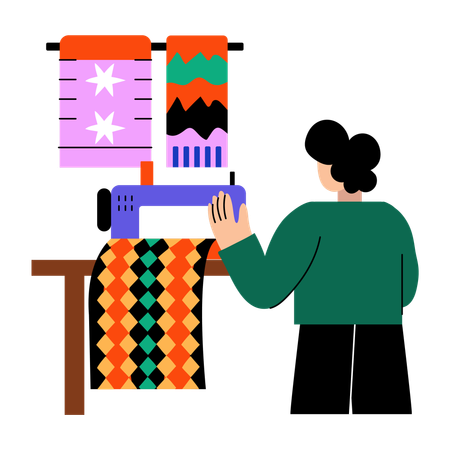 Woman doing tailoring job  Illustration