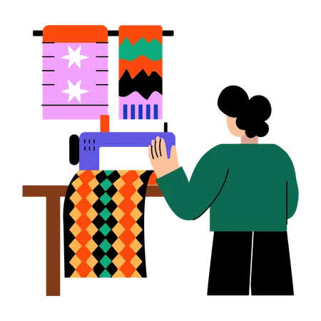 Woman doing tailoring job  Illustration