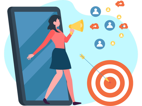 Woman doing target marketing  Illustration