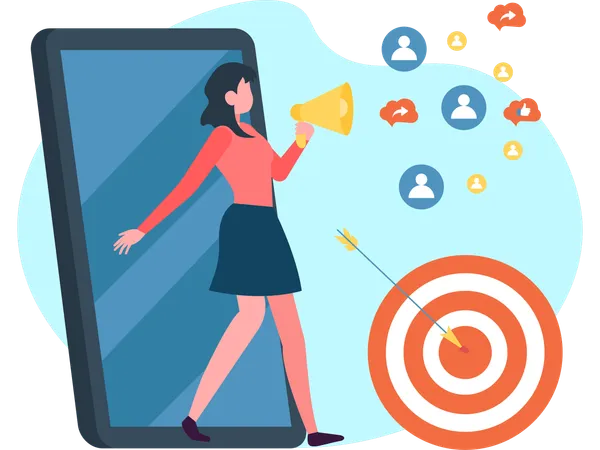 Woman doing target marketing  Illustration