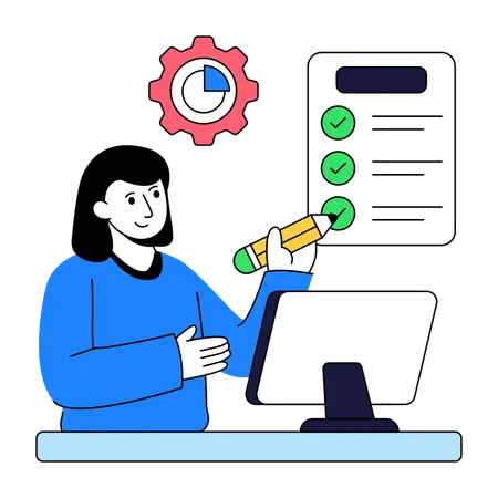 Woman Doing Task Management  Illustration