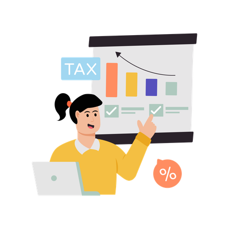 Woman doing tax analysis  Illustration