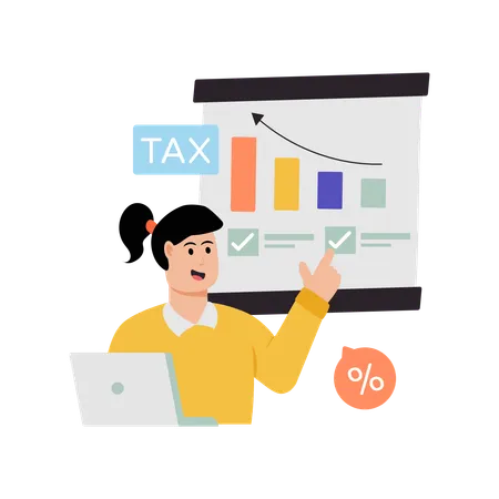 Woman doing tax analysis  Illustration