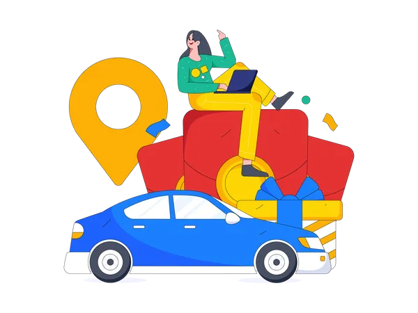 Woman doing Taxi booking  Illustration