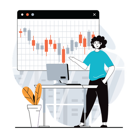 Woman doing technical analysis  Illustration