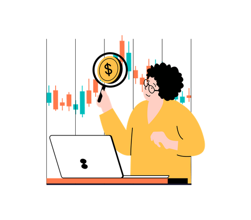 Woman doing technical analysis  Illustration