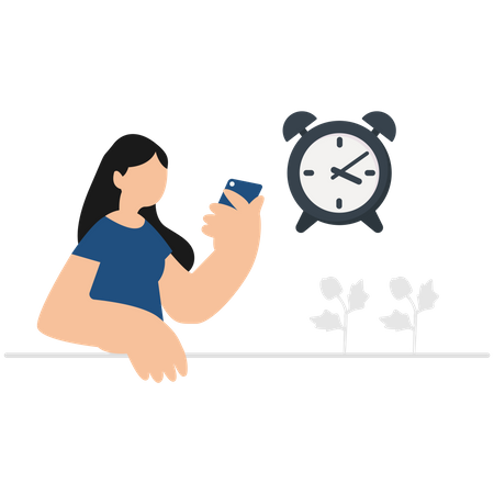 Woman doing time management Illustration