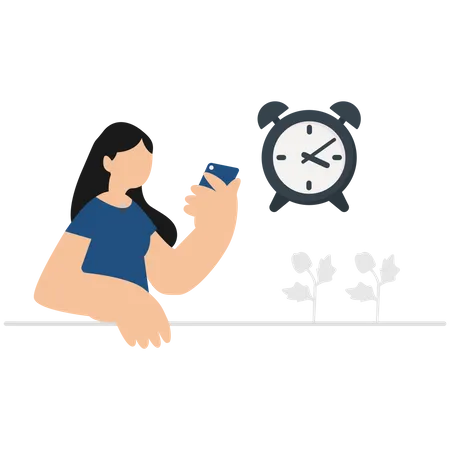 Woman doing time management Illustration