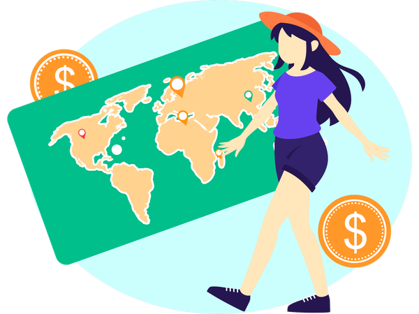 Woman doing Travel Planning  Illustration