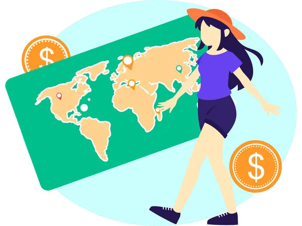 Woman doing Travel Planning  Illustration